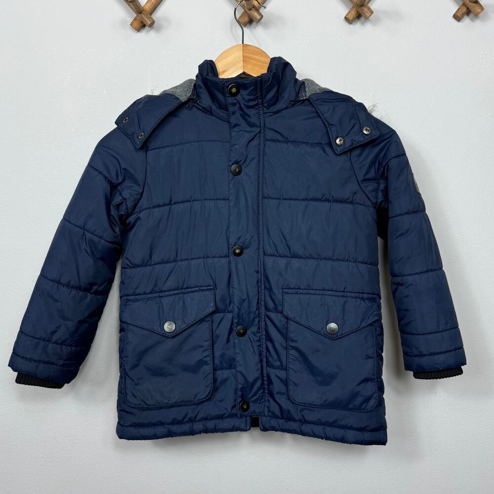 Calvin Klein Little Boys Hooded Puffer Jacket with Faux-Fur Trim Size 5-6